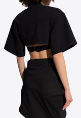 Jacquemus Le Bahia Twisted Cropped T-shirt Black 241TO076 2003-990