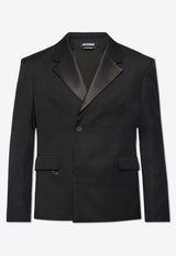 Jacquemus Melo Single-Breasted Tuxedo Wool Blazer Black 245JA046 1333-990