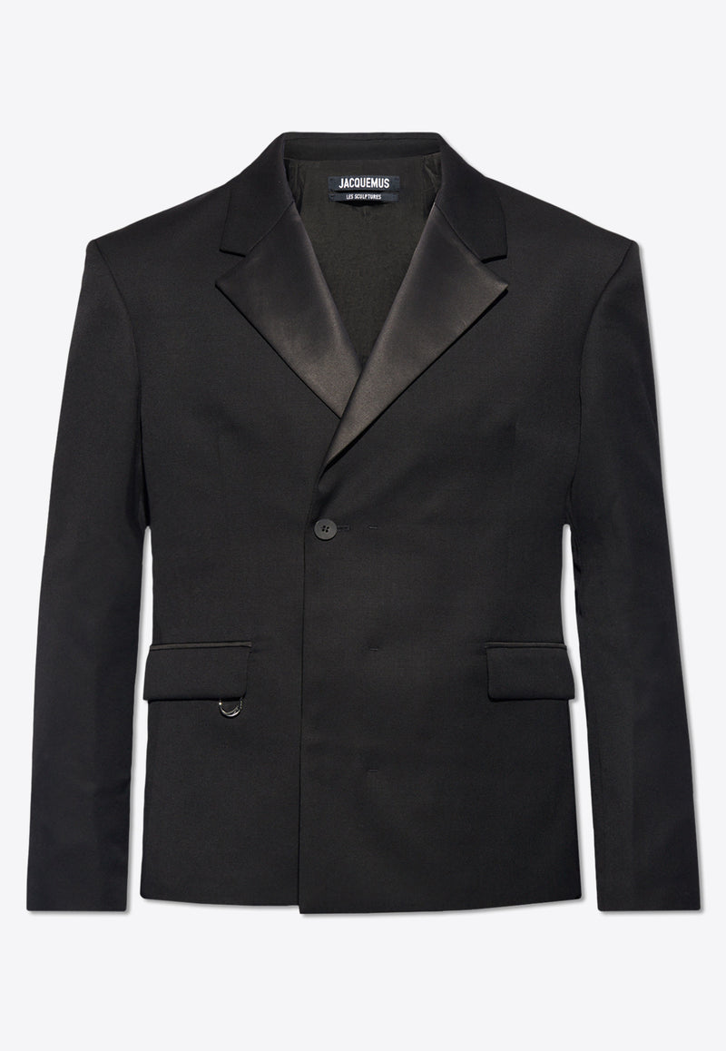 Jacquemus Melo Single-Breasted Tuxedo Wool Blazer Black 245JA046 1333-990