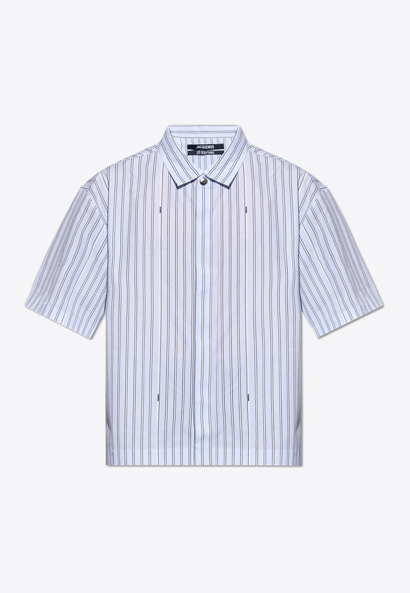 Jacquemus Striped Short-Sleeved Shirt Light Blue 245SH069 1140-3FE