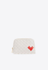 Bottega Veneta Heart-Motif Intrecciato Leather Toiletry Bag White 764044 V3SP0-8585