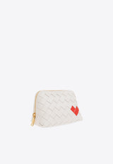 Bottega Veneta Heart-Motif Intrecciato Leather Toiletry Bag White 764044 V3SP0-8585