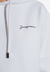 Jacquemus Logo Embroidered Drawstring Hoodie White 245JS310 2120 F-100