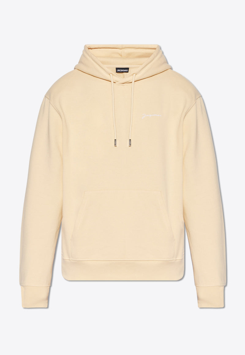 Jacquemus Embroidered Logo Drawstring Hoodie Cream 245JS310 2120 M-151