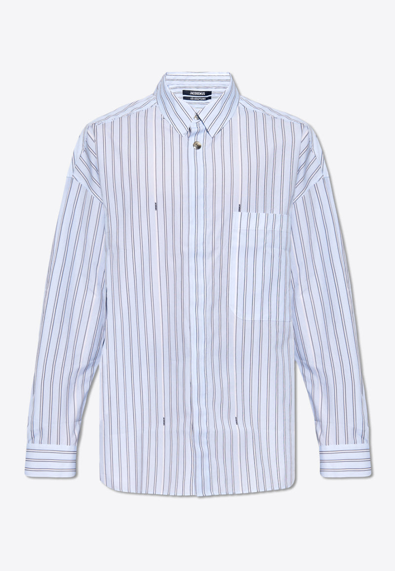 Jacquemus Striped Long-Sleeved Shirt Light Blue 245SH070 1140-3FE