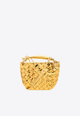 Bottega Veneta Mini Sardine Metallic Handbag in Intrecciato Leather Gold 744267 V3QM2-8922