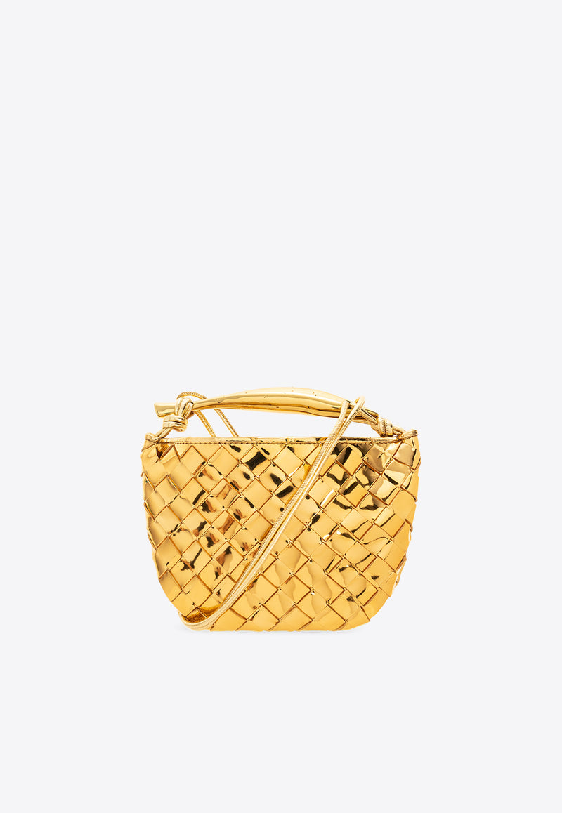 Bottega Veneta Mini Sardine Metallic Handbag in Intrecciato Leather Gold 744267 V3QM2-8922