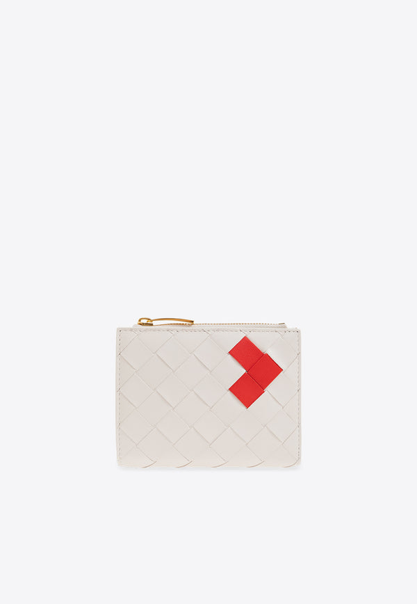 Bottega Veneta Small Intrecciato Heart-Motif Leather Wallet White 742330 V3SP2-8584