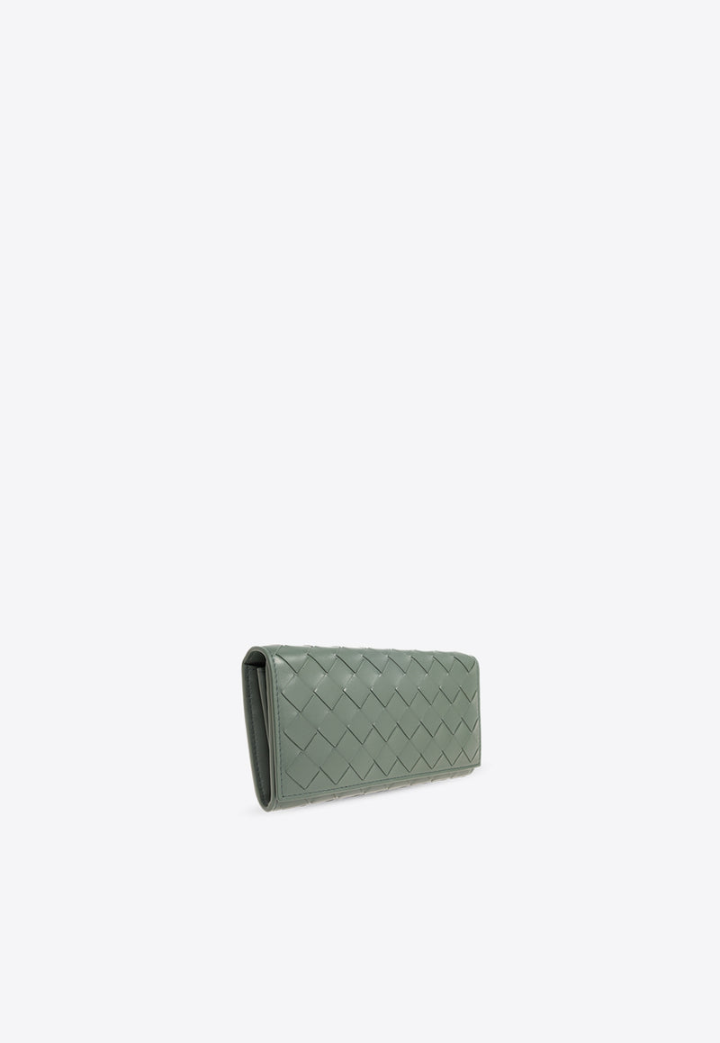 Bottega Veneta Large Intrecciato Leather Wallet Aloe 742936 VCPP3-3198