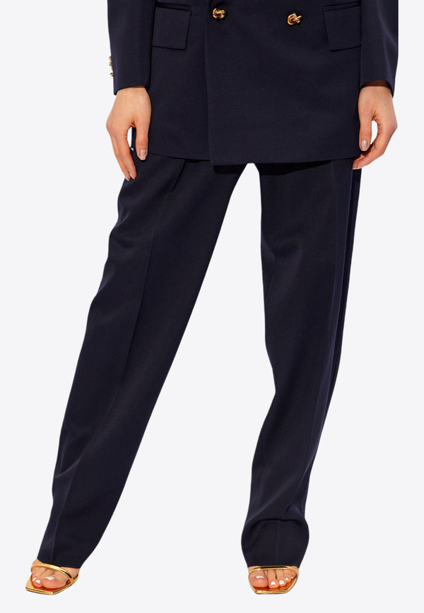 Bottega Veneta High-Waist Tailored Wool Pants Navy 743608 VKIS0-4140