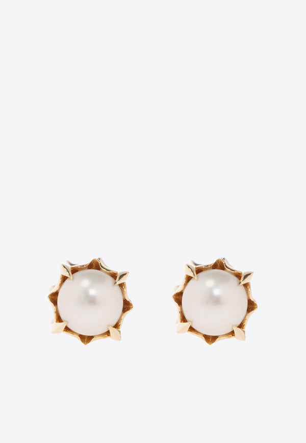 Bottega Veneta Pearl Stud Earrings Gold 775127 V721A-9800