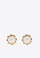 Bottega Veneta Pearl Stud Earrings Gold 775127 V721A-9800