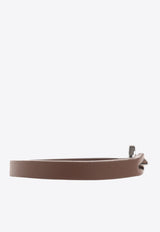 Salvatore Ferragamo Logo Plaque Leather Bracelet Brown 774547 BR TONC LEAT 676064-BR PEL BARKBR PALL LUCIDO