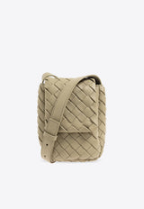 Bottega Veneta Mini Vertical Cobble Intrecciato Messenger Bag Travertine 776209 V3BD1-2919