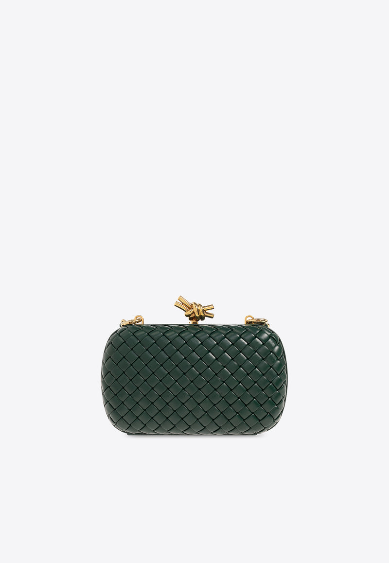 Bottega Veneta Knot Intrecciato Leather Minaudière Clutch Bag Emerald Green 776662 V01D1-3050