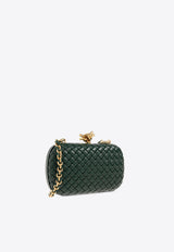 Bottega Veneta Knot Intrecciato Leather Minaudière Clutch Bag Emerald Green 776662 V01D1-3050