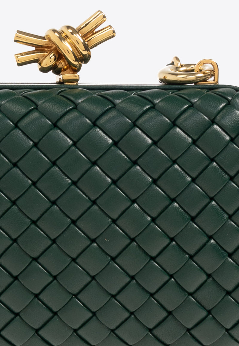 Bottega Veneta Knot Intrecciato Leather Minaudière Clutch Bag Emerald Green 776662 V01D1-3050