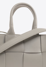 Bottega Veneta Mini Arco East-West Intrecciato Leather Tote Bag Agate Gray 776778 VCQC2-1556