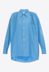 Bottega Veneta Long-Sleeved Button-Up Shirt Blue 777451 VA5Y0-4225