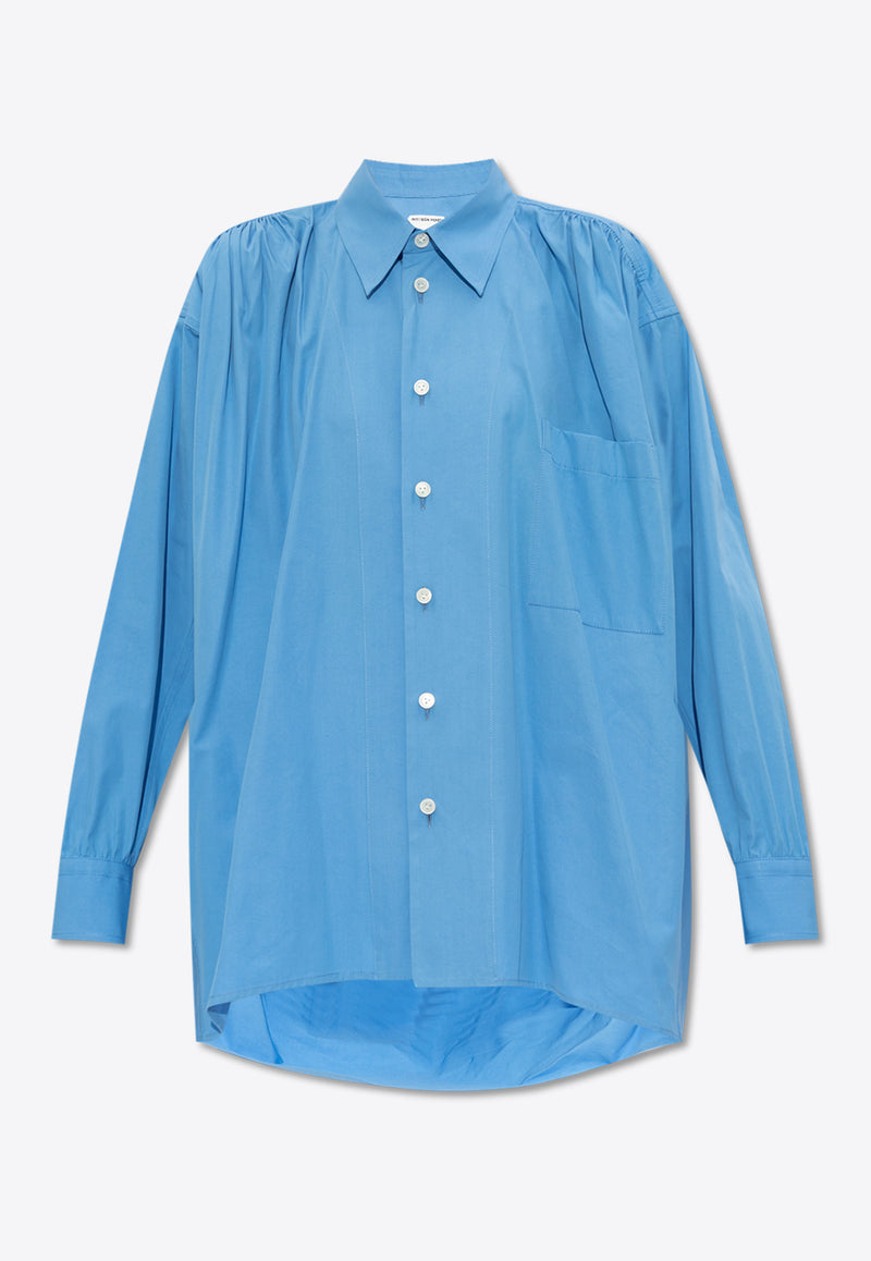 Bottega Veneta Long-Sleeved Button-Up Shirt Blue 777451 VA5Y0-4225