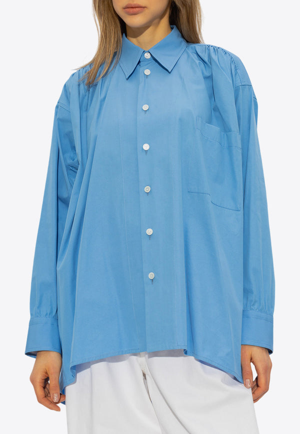 Bottega Veneta Long-Sleeved Button-Up Shirt Blue 777451 VA5Y0-4225