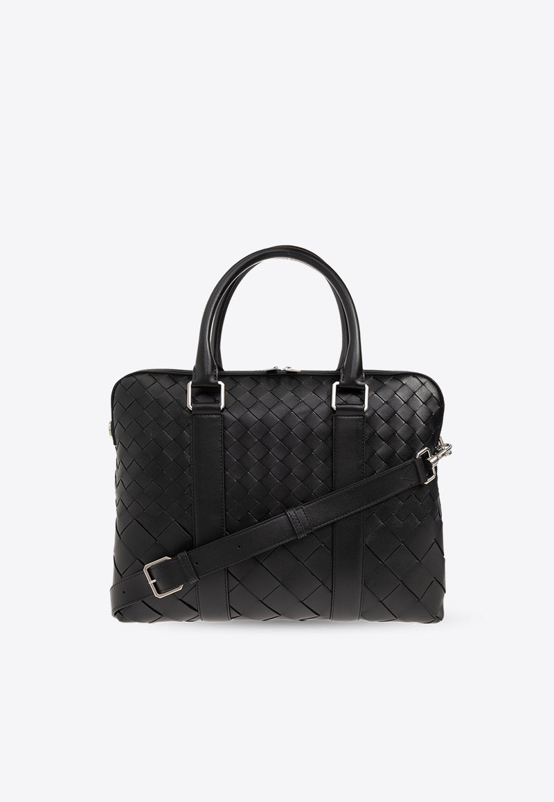 Bottega Veneta Slim Dégradé Intrecciato Leather Briefcase Black 778081 V3R51-8803