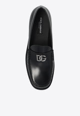 Dolce 
Gabbana DG Logo Brushed Leather Loafers Black A30248 AQ237-80999