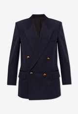 Bottega Veneta Double-Breasted Wool Blazer Blue 781651 VKIS0-4140