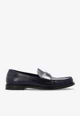 Dolce 
Gabbana DG Logo Brushed Leather Loafers Navy A30248 AQ237-80679