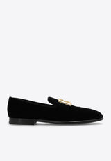 Dolce 
Gabbana Leonardo DG Logo Velvet Loafers Black A50605 A6808-80999