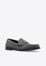 Dolce 
Gabbana DG Logo Suede Loafers Gray A30248 AT441-80730