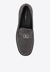 Dolce 
Gabbana DG Logo Suede Loafers Gray A30248 AT441-80730