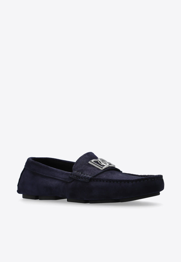 Dolce 
Gabbana DG Logo Suede Loafers Navy A50598 AT441-86115