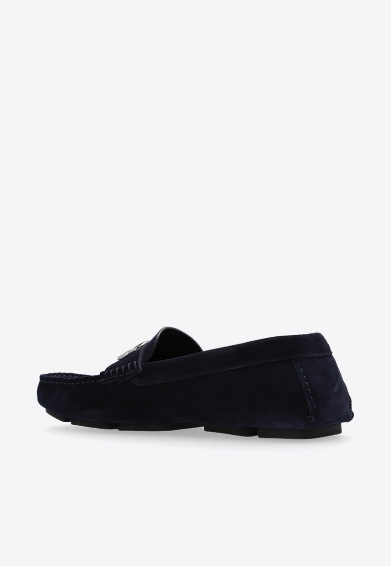 Dolce 
Gabbana DG Logo Suede Loafers Navy A50598 AT441-86115