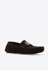 Dolce 
Gabbana DG Logo Suede Loafers Brown A50598 AT441-80081