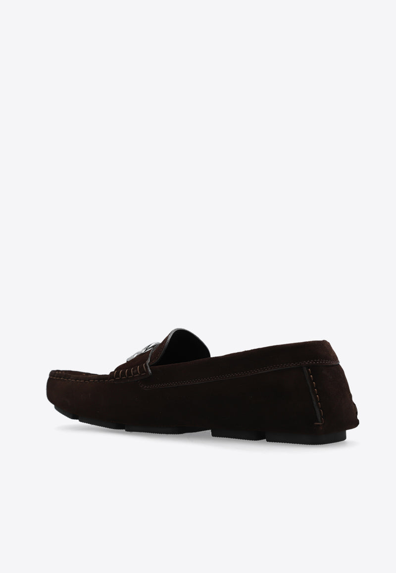 Dolce 
Gabbana DG Logo Suede Loafers Brown A50598 AT441-80081