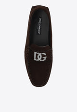 Dolce 
Gabbana DG Logo Suede Loafers Brown A50598 AT441-80081