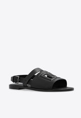 Dolce 
Gabbana DG Cut-Out Calf Leather Sandals Black A80433 AO602-80999