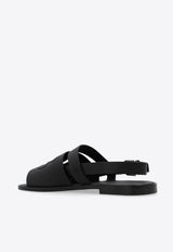 Dolce 
Gabbana DG Cut-Out Calf Leather Sandals Black A80433 AO602-80999