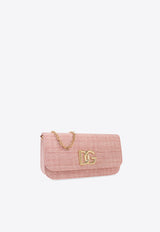 Dolce 
Gabbana 3.5 DG Logo Raffia Crossbody Bag Pink BB7576 AS170-8Z444