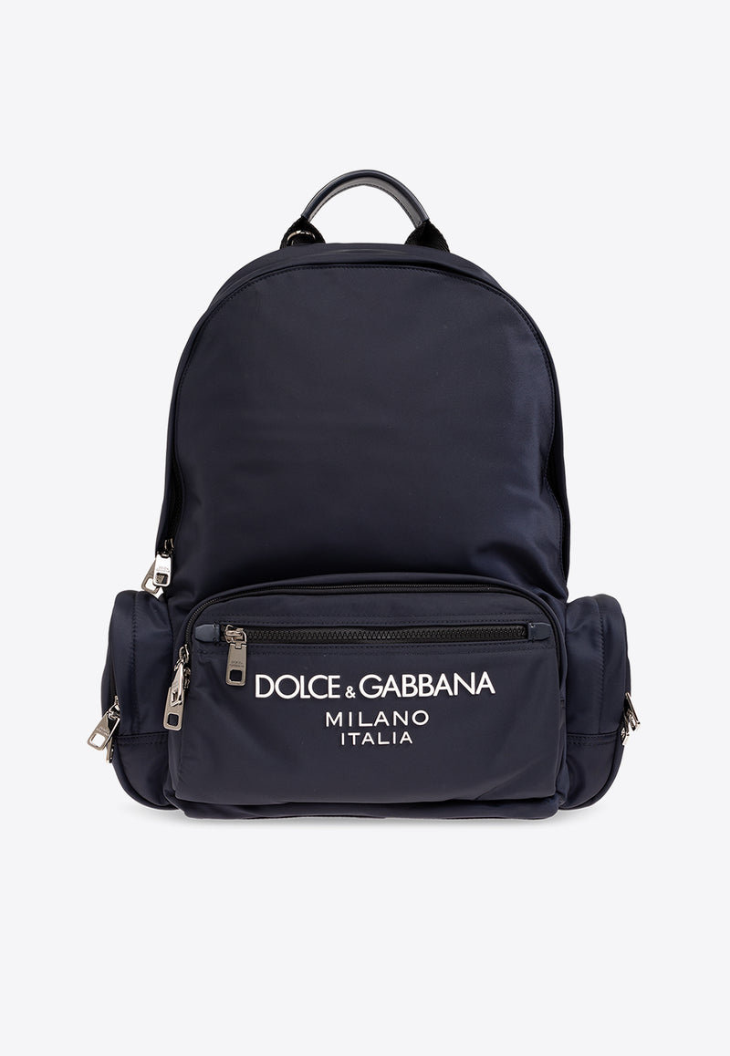 Dolce 
Gabbana Rubberized Logo Nylon Backpack Navy BM2197 AG182-8C653