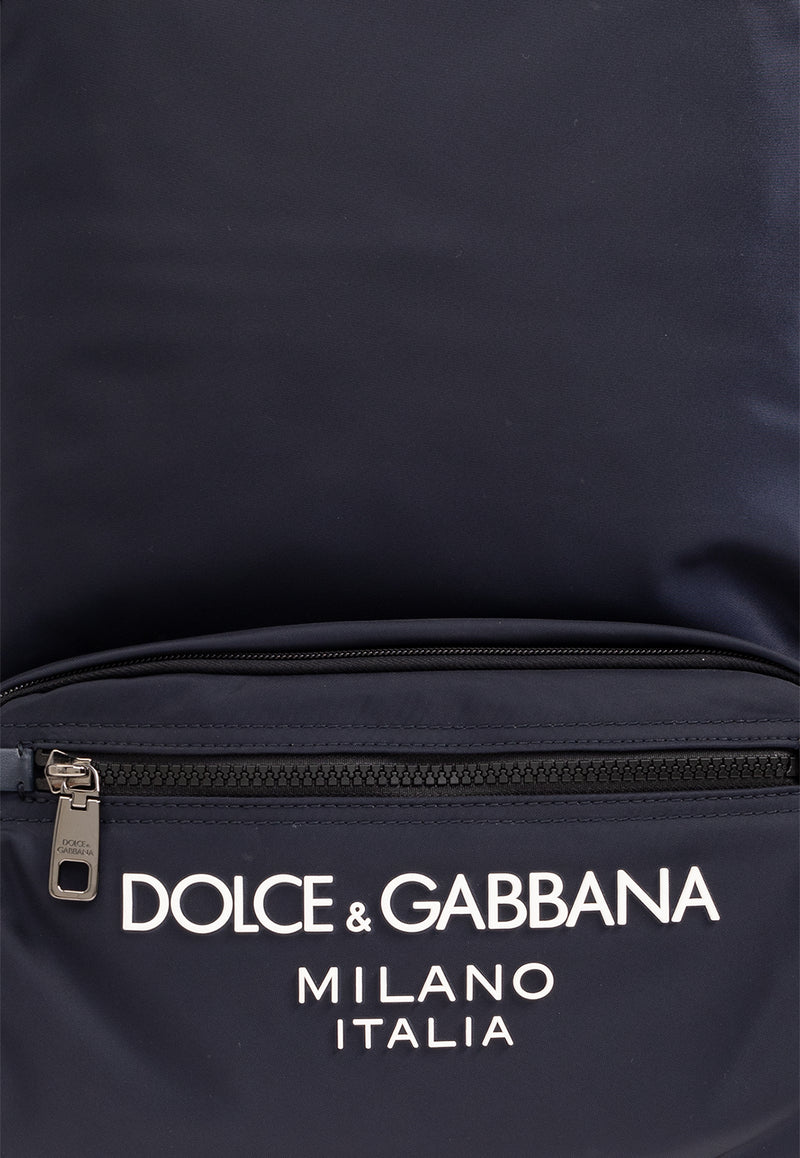 Dolce 
Gabbana Rubberized Logo Nylon Backpack Navy BM2197 AG182-8C653