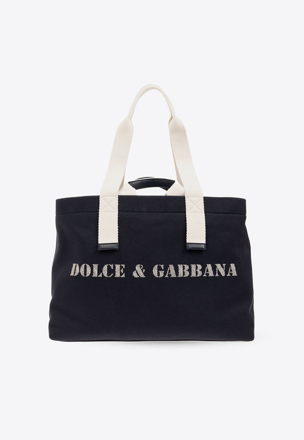 Dolce 
Gabbana Logo Print Drill Holdall Navy BM2301 AR757-HBXWW