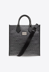 Dolce 
Gabbana Medium Coated Jacquard Tote Bag Gray BM2273 AJ705-8B969