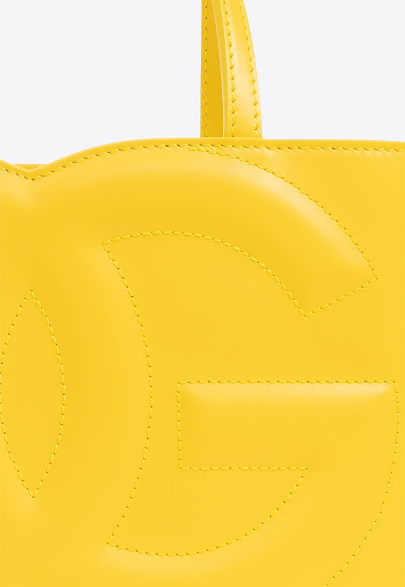 Dolce 
Gabbana Small DG Logo Calf Leather Tote Bag Yellow BB7337 AW576-80205