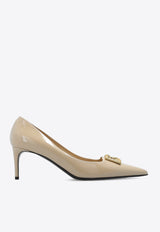 Dolce 
Gabbana Lollo 60 DG Logo Pumps in Patent Leather Beige CD1807 A1037-8H005