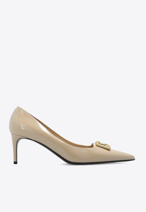 Dolce 
Gabbana Lollo 60 DG Logo Pumps in Patent Leather Beige CD1807 A1037-8H005