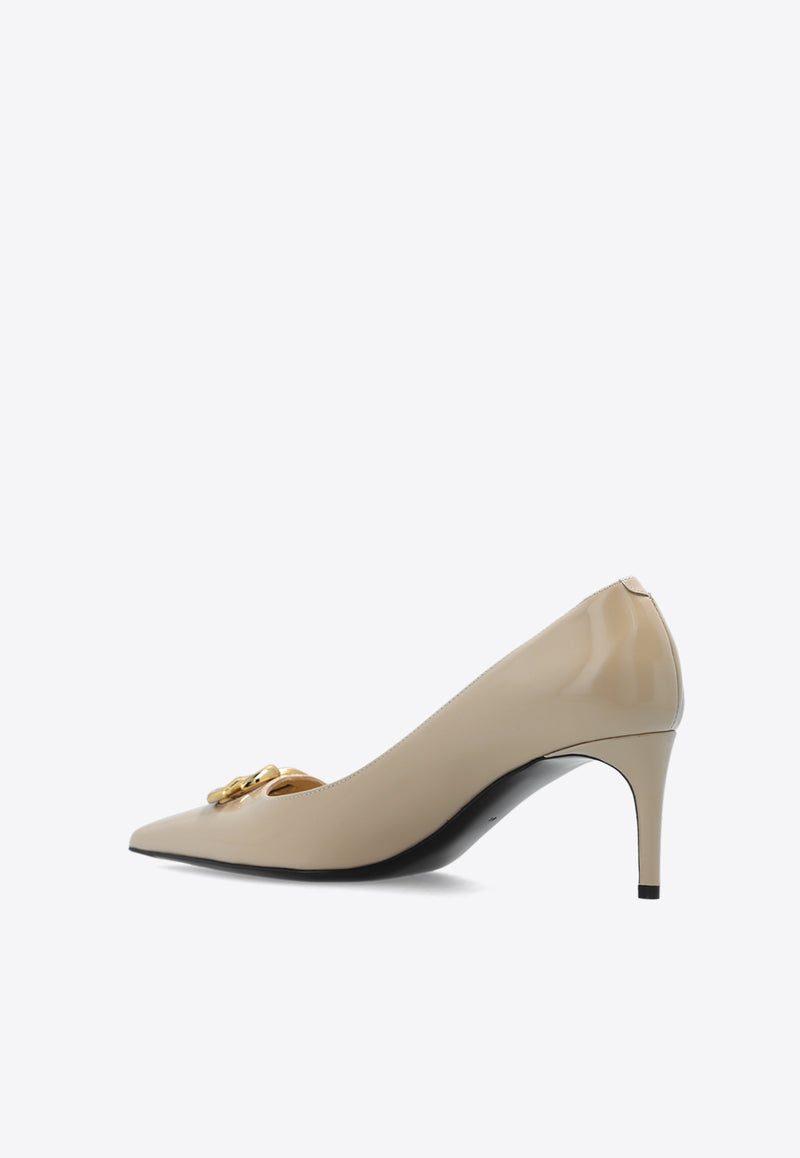 Dolce 
Gabbana Lollo 60 DG Logo Pumps in Patent Leather Beige CD1807 A1037-8H005