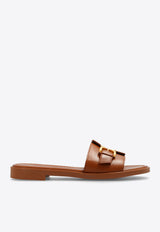 Chloé Marcie Leather Flat Sandals Brown CHC24S00U H3-242