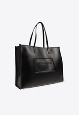 Dolce 
Gabbana Embossed Logo Plaque Leather Tote Bag Black BM2274 AG218-80999